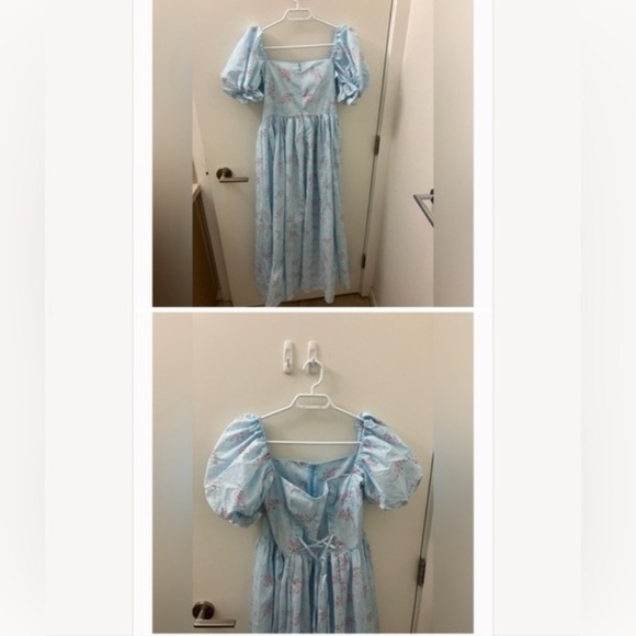 Beautiful blue cottage core puff sleeves maxi dress NWOT - Picture 4 of 4